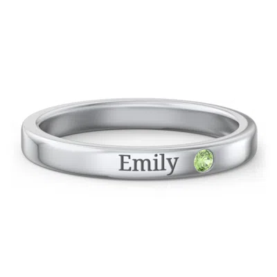 Jewlr Stackable Birthstone Ring With Engraving In Silver