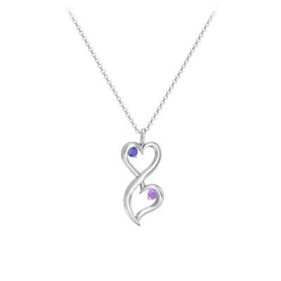 Jewlr Stacked Hearts Gemstone Necklace In Gray