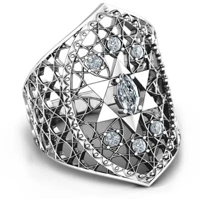 Jewlr Star Of David Lattice Birthstone Ring In Silver