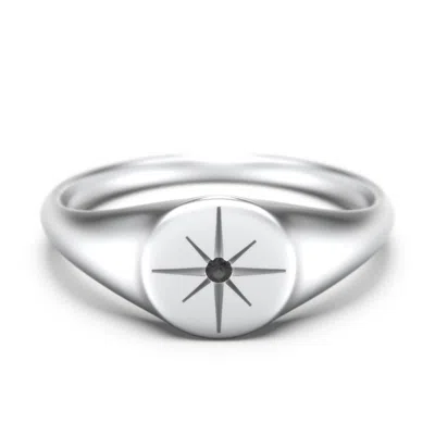 Jewlr Star Set Signet Ring In Silver