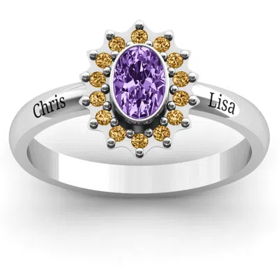 Jewlr Starburst Birthstone Ring In Silver