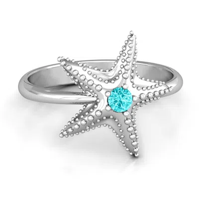 Jewlr Starfish Birthstone Ring In Silver