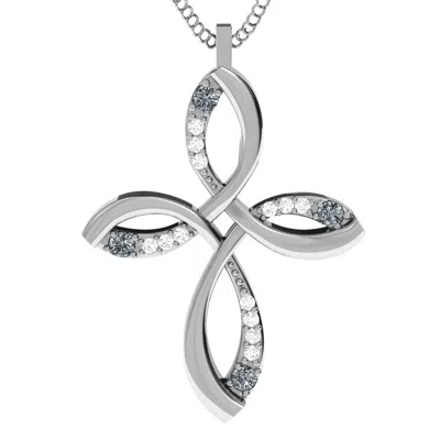 Jewlr Stylish Curved Daughters Cross Pendant In Sterling Silver