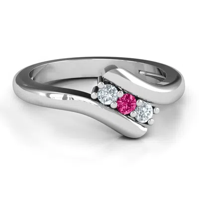 Jewlr Three Stone Classic Bypass Ring In Sterling Silver