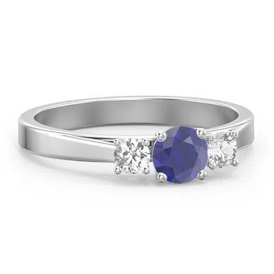 Jewlr Three Stone Eternity Promise Ring In Sterling Silver
