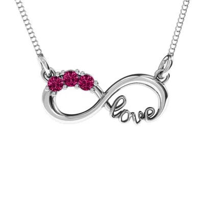 Jewlr Three Stone Infinity Love Pendant In Green