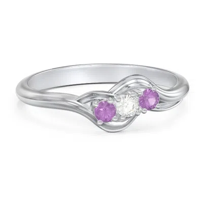 Jewlr Three Stone Wave Engagement Ring In Sterling Silver