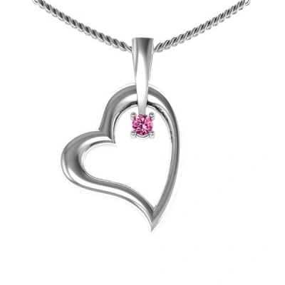 Jewlr Tilted Heart Birthstone Pendant In Silver