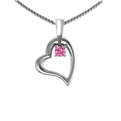 Jewlr Tilted Heart Birthstone Pendant In Silver