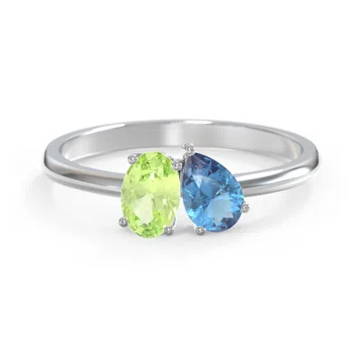 Jewlr Toi Et Moi Oval And Pear Gemstone Ring In Metallic