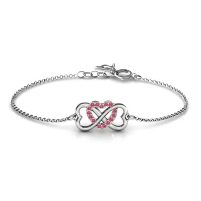 Jewlr Triple Heart Infinity Daughters Bracelet In Sterling Silver