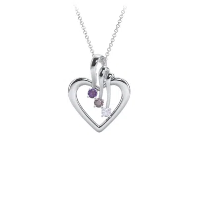 Jewlr Triple Stone Heart Daughters Pendant In Sterling Silver