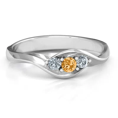 Jewlr Triple Stone Swirl Ring In Gold
