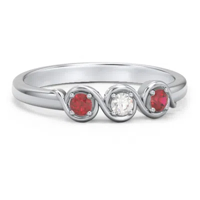 Jewlr Triple Wave Mothers Ring In Silver