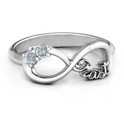 Jewlr Trust Infinity Birthstone Ring In Silver