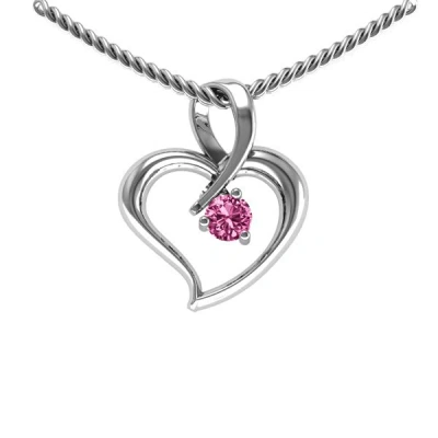 Jewlr Twist Petit Heart Birthstone Pendant In Metallic