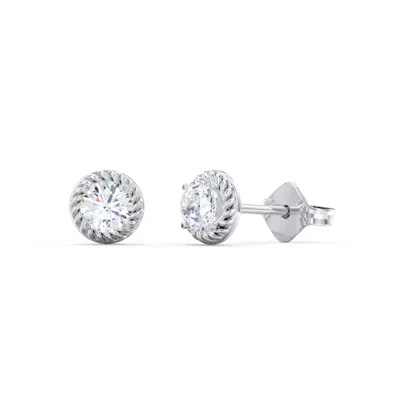 Jewlr Twisted Rope Diamond Stud Earrings - 0.25 Ct. Tw. In Brown