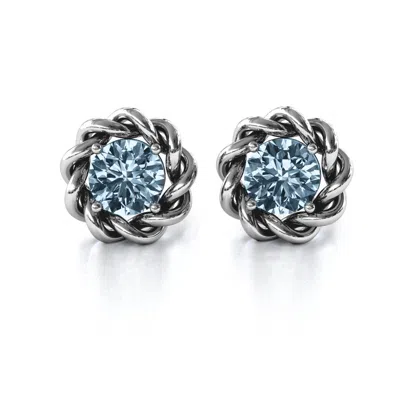 Jewlr Twisted Stud Birthstone Solitaire Earrings In Transparent