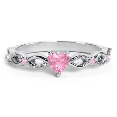 Jewlr Twisted Vine Gemstone Heart Promise Ring With Accent Stones In Pattern