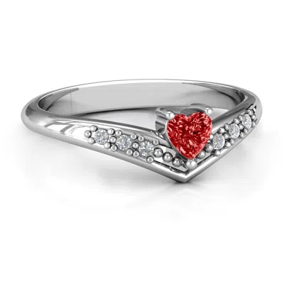 Jewlr V-accented Heart Daughters Ring In Metallic