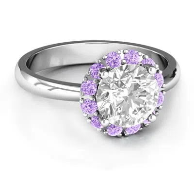 Jewlr Victoria Single Halo Birthstone Ring In Silver