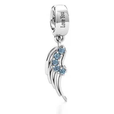 Jewlr Wing With Stones Bracelet Charm In Silver
