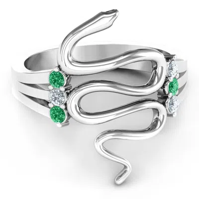 Jewlr Zig Zag Snake Birthstone Ring Snake Ring With Birthstone In Metallic