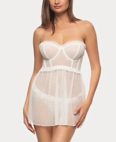 Jezebel Women's Margot Longline Strapless Babydoll With G-string Set In White
