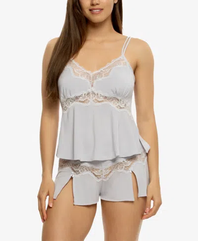Jezebel Women's Myrna Modal Lace Cami And Shorts Set Style 999677 In Gray