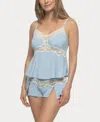 Jezebel Women's Myrna Modal Lace Cami Shorts Set In Brunnera Blue,pristine