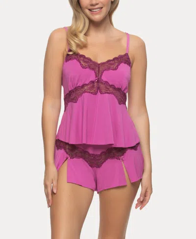 Jezebel Women's Myrna Modal Lace Cami Shorts Set In Purple Orchid