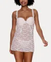Jezebel Women's Rachel Lace Chemise 2 Piece Lingerie Set In Pink