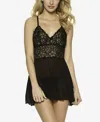 Jezebel Women's Renee Sheer Babydoll Nightgown 2 Piece Lingerie Set In Black