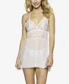 Jezebel Women's Renee Sheer Babydoll Nightgown 2 Piece Lingerie Set In White