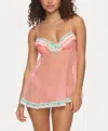 Jezebel Women's Ruffles Galore Babydoll 2 Piece Lingerie Set In Bright Pink