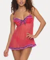 Jezebel Women's Ruffles Galore Babydoll 2 Piece Lingerie Set In Red