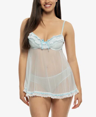 Jezebel Women's Ruffles Luxe Babydoll Set 82154p In Blue