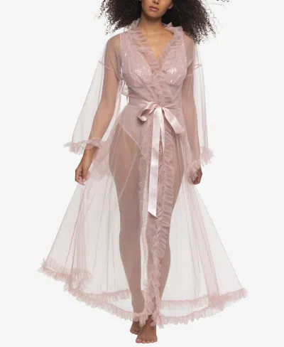 Jezebel Women's Veil Tulle Ruffle Peignoir In Pink