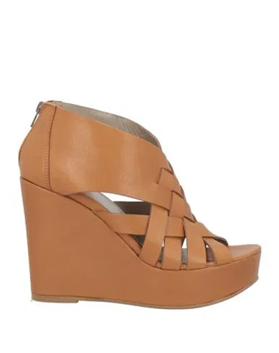 Jfk Woman Sandals Tan Size 7 Leather In Brown