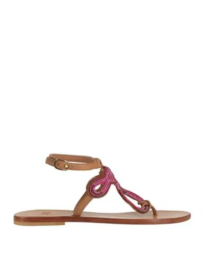Jfk Woman Thong Sandal Sand Size 8 Leather In Beige