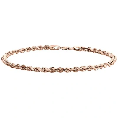 Pre-owned Jfl Diamonds & Timepieces 10k Rose Gold Semi Solid Diamond Cut Rope Link Bracelet 3mm Lobster Clasp 8.25"