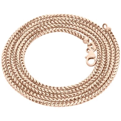 Pre-owned Jfl Diamonds & Timepieces 10k Rose Gold Solid Diamond Cut Franco Box Link Chain 2mm Necklace 22 - 30 Inch