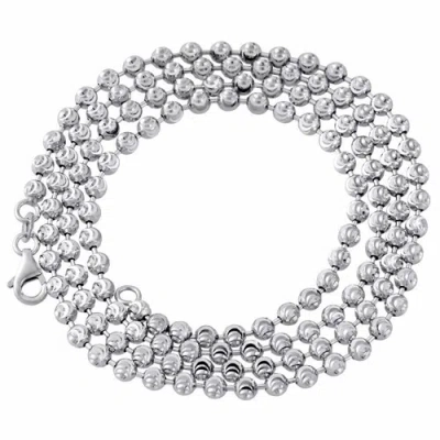 Pre-owned Jfl Diamonds & Timepieces 10k White Gold 3mm Moon Cut Italian Beaded Ball Chain Necklace 22 - 32 Inches