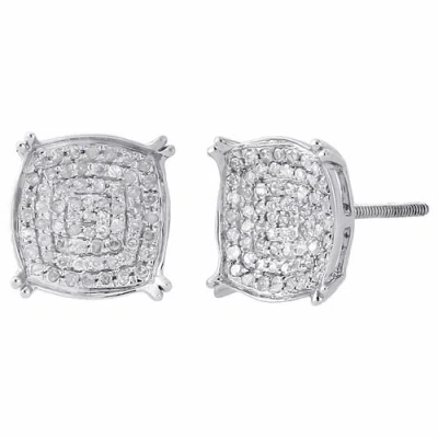 Pre-owned Jfl Diamonds & Timepieces 10k White Gold Round Diamond Pave Studs 0.50 Ct. Double Prong Earrings 10.50 Mm