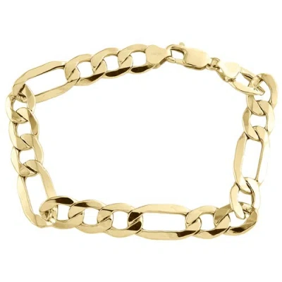 Pre-owned Jfl Diamonds & Timepieces 10k Yellow Gold 10.75mm Plain Hollow Fiagro Link Bracelet Lobster Clasp 8-9 Inch