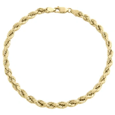 Pre-owned Jfl Diamonds & Timepieces 10k Yellow Gold 4mm Hollow Diamond Cut Rope Link Bracelet Lobster Clasp 8-9 Inch