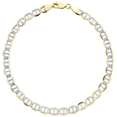 Pre-owned Jfl Diamonds & Timepieces 10k Yellow Gold 5mm Diamond Cut Solid Anchor Mariner Link Bracelet 7 - 9 Inches