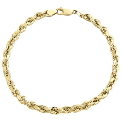 Pre-owned Jfl Diamonds & Timepieces 10k Yellow Gold 5mm Solid Diamond Cut Rope Link Bracelet Lobster Clasp 8-9 Inch