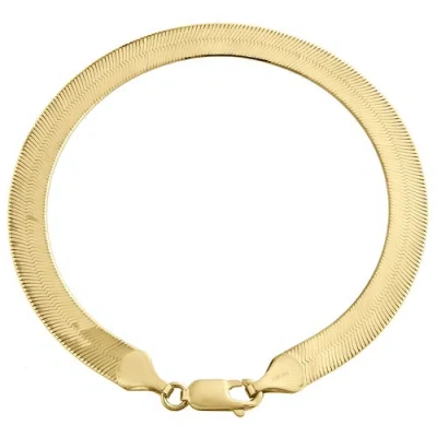 Pre-owned Jfl Diamonds & Timepieces 10k Yellow Gold 6.90mm Mens Solid Herringbone High Polished Bracelet 7-9 Inches