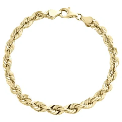 Pre-owned Jfl Diamonds & Timepieces 10k Yellow Gold 6mm Solid Diamond Cut Rope Link Bracelet Lobster Clasp 8-9 Inch